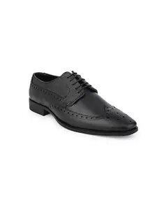 ALBERTO TORRESI Classic Leather Black Brogue Shoes - Timeless Elegance & Superior Craftsmanship - Stylish Men's Formal Footwear - Black - 6 UK/India