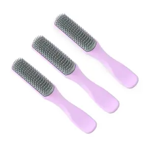 UMAI Flat Hair Brush with Strong & Flexible Bristles | Curl Defining Brush for Thick Curly & Wavy Hair | Small Size | Hair Styling Brush for Women & Men (Purple, Pack of 3)