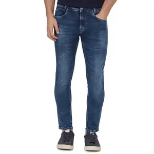 MUFTI Mens Dark Indigo Blue Ankle Length Jean