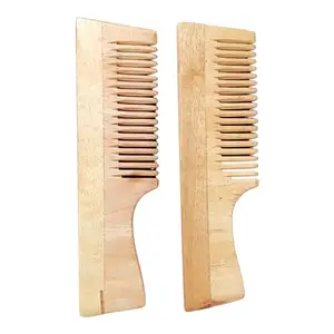 Eco Gree Wooden Comb Hair Growth Hairfall Dandruff Control Hair Straightening Frizz Control Hair Comb for Women & Men (Pack of 2)
