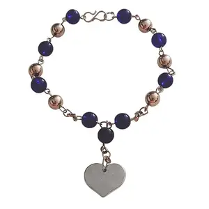 M Men Style Valentine Gift Heart Charm Couples Love Custom Message Blue Tone Best Gift For Lovers Bracelet For Men