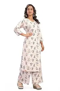 MS VHCK ENTERPRISE Women's Rayon Straight Printed Kurta with Palazzo