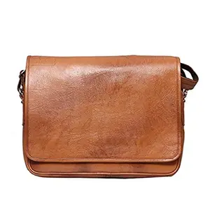 OBANI Obani Genuine Leather Laptop Shoulder Bag Tan Dimensions: 13