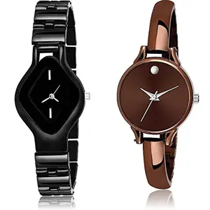 NEUTRON Designer Analog Black and Brown Color Dial Women Watch - G654-G467 (Pack of 2)