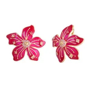 Voylla Flower Fantasy Blossom Pink Statement Stud |Studs For Women|Earrings For Women|Gift For Her|Floral|Summer|