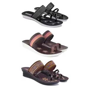 Women's Comfortable Sandal,Casual Lightweight Sandal for Everyday Wear for women's(GR-(COMBO-3)-1946-1990-1951-8)