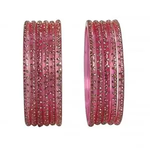 Srijman Crystal Stone Studded Bangles Set for Women – Set of 12, Multicolour, Sizes 2.4 to 2.8, Designer Traditional Chudi