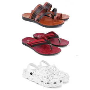 DRACKFOOT Men's Sandals | Lightweight Wear| Stylish & Easy to Wear For Men's GR-SAN-(3-COMBO)-3151-3129-3057-9