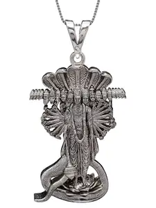Exotic India 925 Sterling Silver Vishvarupa Pendant Sacred Form of Lord Vishnu Jewelry for Devotion & Spiritual Strength