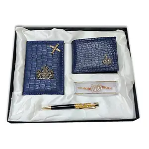 Giftsclub Giftsclub Wallet, Rakhi, Passport Cover, Pen Gift Hamper (Navy Blue)
