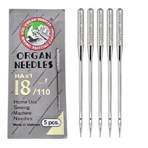 HA*1 18/110 Domestic Sewing Machine Needles / Usha, Singer, Brother for all (Small) Home Use Machines/ Heavy Weight Fabrics - Denim, Canvas, Cotton,Wool,Gents Pant, Shirt, Frock, Multiple Layers of Fabric (5Pcs)