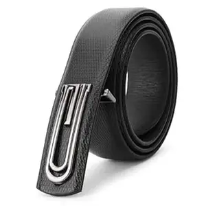 Kastner Men's Formal and Casual Pin Closer PU Leather Belt with Textured Design and Buckle