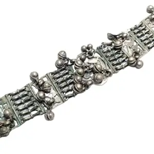Rajasthan Gems Antique Bracelet Old Silver Traditional Rattle Bell Sound Design Jewelry Women Handmade Gift G250