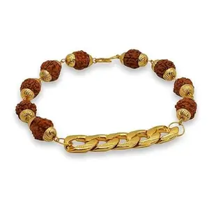 House of Niva Gold Plated Links Rudraksha Bracelet for Men – 8.5 Inches Length