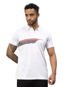 Vector X VTD-300-B-L Polyester Polo T-Shirts, Medium (White)