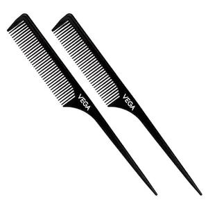 Vega Tail Hair Comb, (India's No.1* Hair Comb Brand) For Women,Red, Pack of 2, (VC21272)