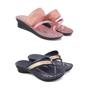 Kashwi Enterprises Women's Comfortable Sandal,Casual Lightweight Sandal for Everyday Wear | BTR- (2-Combo)-1963-OO8