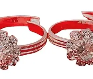 Zia enterprises Set of 2 Rose Gold Cubic Zirconia Contemporary Adjustable Finger Rings For Women Zia-0018