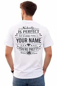 Crafted Signature Back Print Pure Cotton Graphic Print Round Neck Half Sleeves Fit Unisex T-Shirt Featuring Viking Warrior Design “Never Underestimate The Power Your Name”(BKP-07-TS-NOBODY)