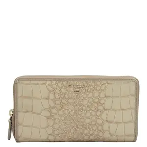 Da Milano Leather Zip Women Wallet - White (10034E)