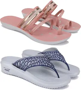 BERSACHE Extra Soft Classic Casual with Regular wear | Ultra Soft & Flexibility Technology | Slides for Women | Combo(PP)-1944-1887-7 Multicolor