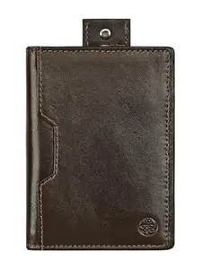 eske Genuine Leather Card Holder - 4 Card Slots - 1 ID Card Holder (Brown VT)