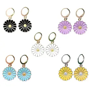 Jewelsbysirani Pack of 5 (Black,white,purple,blue,yellow) stylish trendy Korean beautiful daisy earringS for women and girls