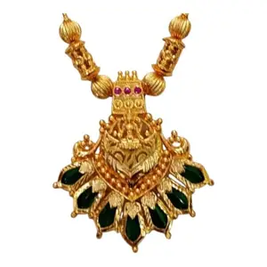 ESHIP Palakka Nagapadam Lakshmi Necklace | 22K Gold Plated Kerala Traditional Necklace | Premium Set for Womens and Girls |