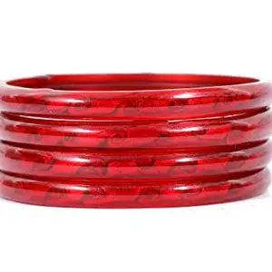 Lamvi Red Glass Bangles Set Plain Glossy Glass Bangles Set for Woman & Girls glass bangles (pack of 4) (2.6)