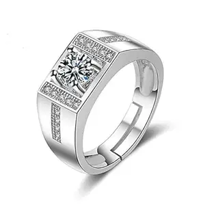 Heer Collection Jewellery Stylish American Diamond Valentine Special Solitaire Adjustable Ring For Men Boy