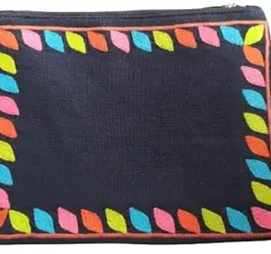 Aakrutii Embroidery Cotton Pouch Multipurpose Canvas Pouch for Travel, Cosmetic,Office, Stationary, Money, Handbag Pouch