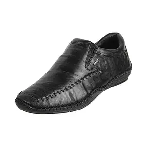 Mochi Men Black Leather Loafer UK/6 EU/40 (71-44)