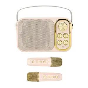 Soraz Singing Karaoke Machine, 3000mah Pairing Mini Karaoke Machine 6 Kinds of Speech Effects for Home (Pink)