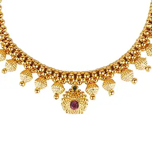 Shining Jewel - By Shivansh Shining Jewel 24K Gold Plated One Gram Traditional Thushi Necklace For Women (SJ_2844)