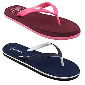 Dashny Combo Pack Of 2 Multicolor Comfortable Casual Slippers & Flip Flops For Women's (Combo-(2)-1301-238)
