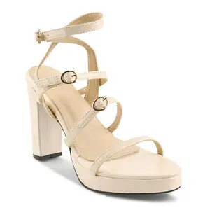CLOG LONDON Heeled Sandal for Women with Slip-Resistant Sole and Sleek Finish-CLFO2431-BEIGE-37