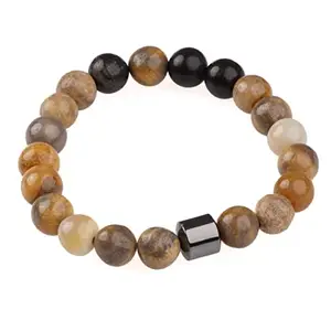 THE MEN THING AZURITE MARBLE - Beads Bracelet with Natural Stone - 7 inch Stretch Bracelet
