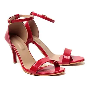 KLAUR MELBOURNE Women Stiletto Heel 3 Inch Sandal Red,40