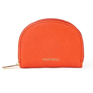 Accessorize London Women's Faux Leather Orange Crescent Zip Coin Purse I Ladies Purse Handbag