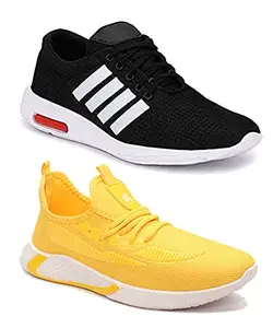 Axter Multicolor Men's Casual Sports Running Shoes 10 UK (Pack of 2 Pair) (2A)_9369-9063