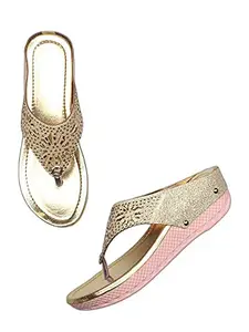 WalkTrendy Womens Synthetic Gold Open Toe Heels - 6 UK (Wtwhs340_Gold_39)