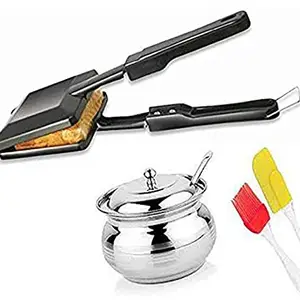 Giftswrap Non-Stick Aluminium Gas Toaster Sandwich Maker And stainless steel Ghee Pot/oil Pot