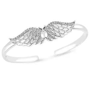 MODERN CULTURE JEWELLERY 925 Sterling Silver Butterfly Angel Wings Zircon Bracelet, Adjustable | Hand Cuff/Kada/Bangle Gifts for Women & Girls | 6 Month Warranty*