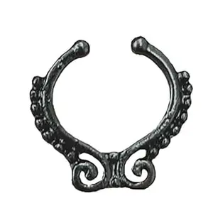 Fuschianet Black Faux Septum Nose ring without Piercing for Women and Girls