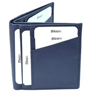 BLESSU Genuine Leather Card Holder RFID Protected Blue Colour (Unisex)