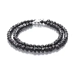 Zoya Gems & Jewellery 6mm Black Spinel Round Faceted Necklace in Sterling Silver Black Spinel Jewelry Minimalist Beaded Layering Necklace Handmade Christmas Gift Birthday Gift 22 Inch Necklace Gift For Her
