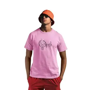 Streetfluencer Men’s Casual Printed Round Neck Regulat Fit Half Sleeve T-Shirt in Cotton Pink
