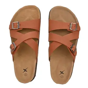 Kraasa Cork Sole Slippers for Men || Comfort and Style || Lightweight || Cushioned || Comfort for Every Step|| Flip-Flop & Sandal for Men Tan UK 8