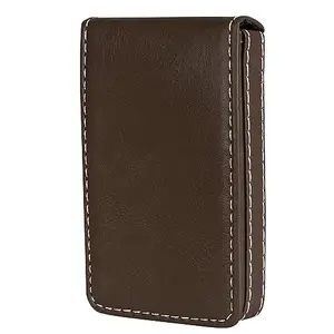 CLOUDWOOD Small Pocket-Sized ID, Credit-Debit Card Holder with Magnetic Shut Button for Men & Women - Brown -WL615