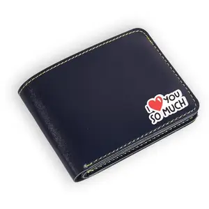 NAVYA ROYAL ART Men's Leather Wallet - I Love You So Much Design Printed on Wallet - Blue Color
